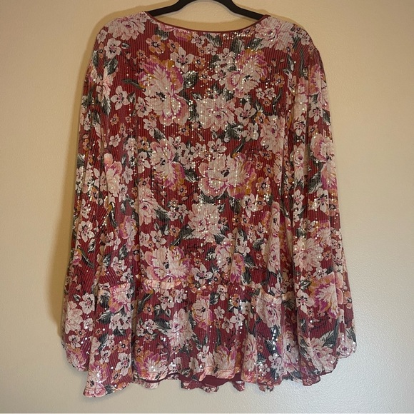 LC Lauren Conrad Floral Sequin Blouse Size 4X - Picture 5 of 6
